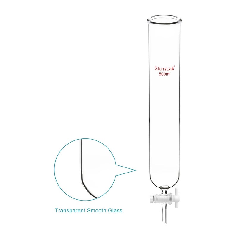 stonylab Dropping Funnel, Borosilicate Glass Burette Funnel with PTFE Stopcock for Laboratory and Home Use, 500 ml - Image 3